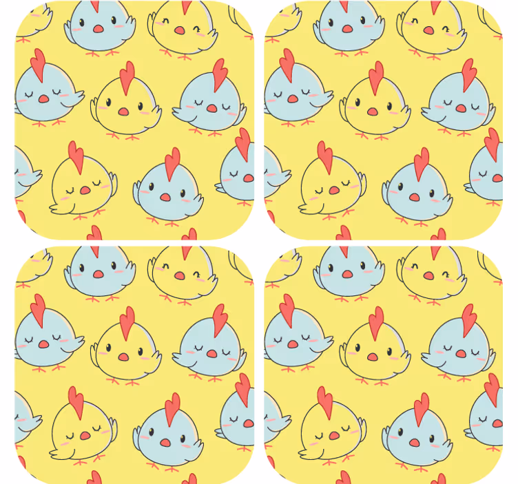 Geek coasters cute chicken faces - TenStickers