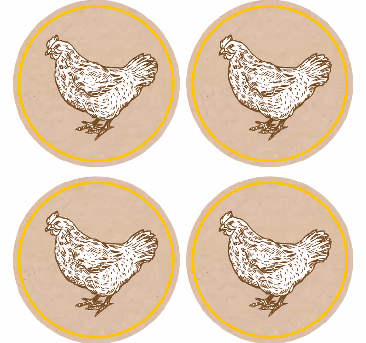 Vintage coasters with delightful chicken design - TenStickers