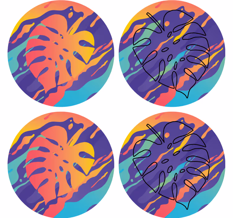Texture coaster with colorful leaf patterns - TenStickers