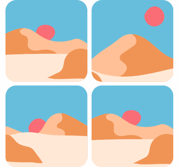 Modern coasters inspired by stylized desert landscape - TenStickers