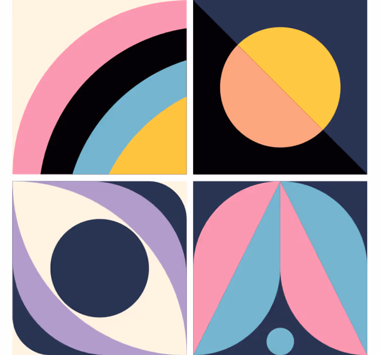 Modern coasters in geometric color blocks - TenStickers