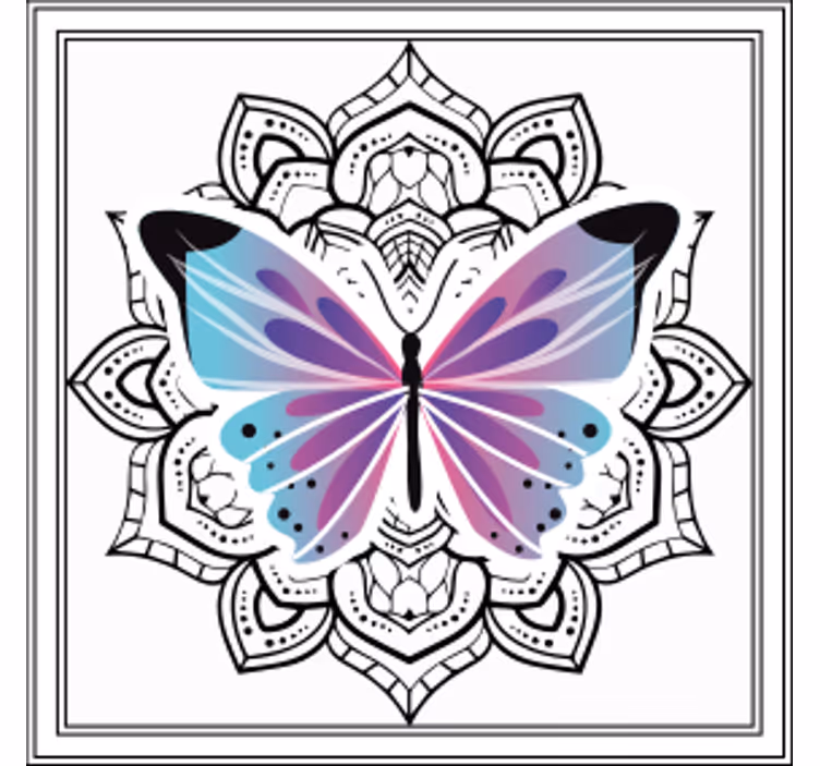 Texture coaster colorful butterfly mandala - TenStickers