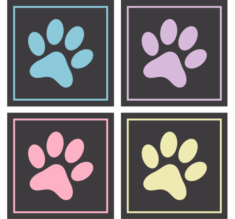 Modern coasters paw print designs - TenStickers