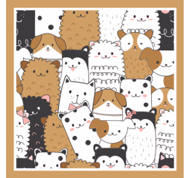 Geek coasters with adorable animal faces pattern - TenStickers