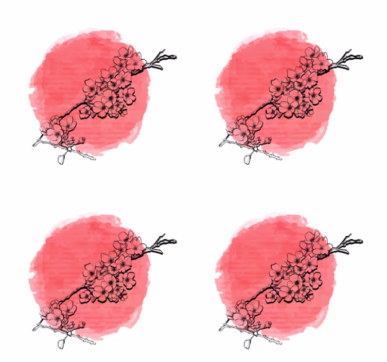 Texture coaster floral outline on pink - TenStickers