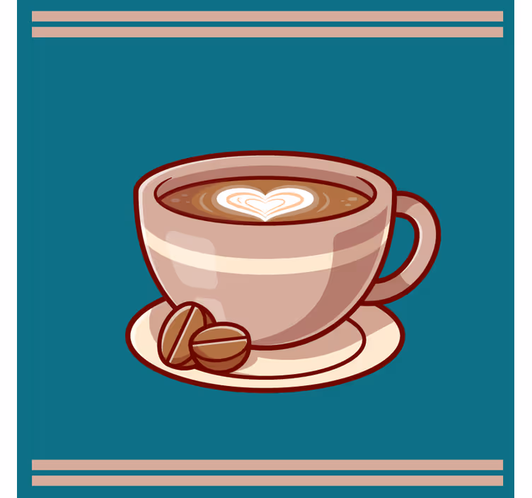 Modern coasters coffee cup with heart - TenStickers