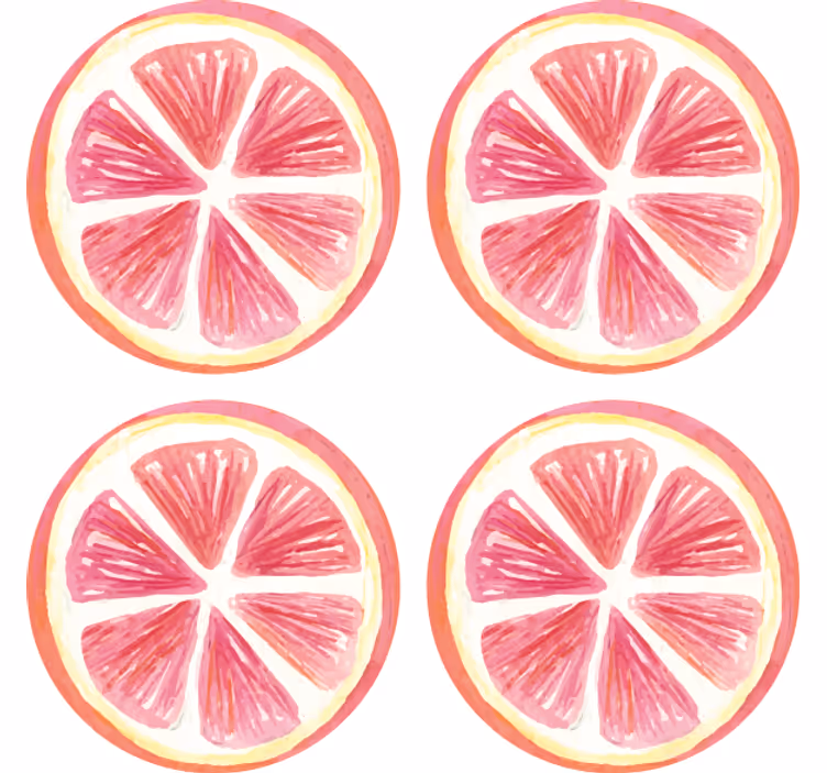 Geek coasters outlined pink citrus slices - TenStickers