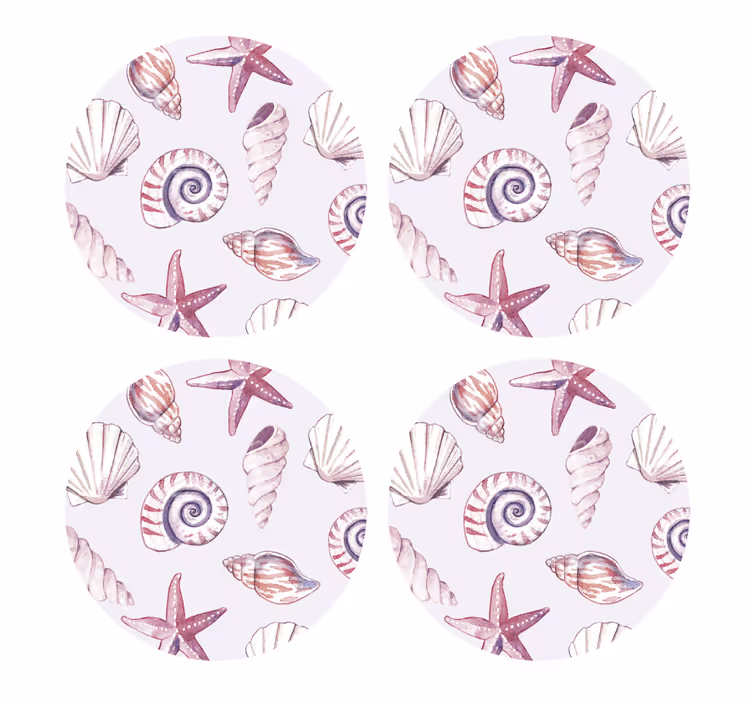 Geek coasters with seashells and starfish patterns - TenStickers