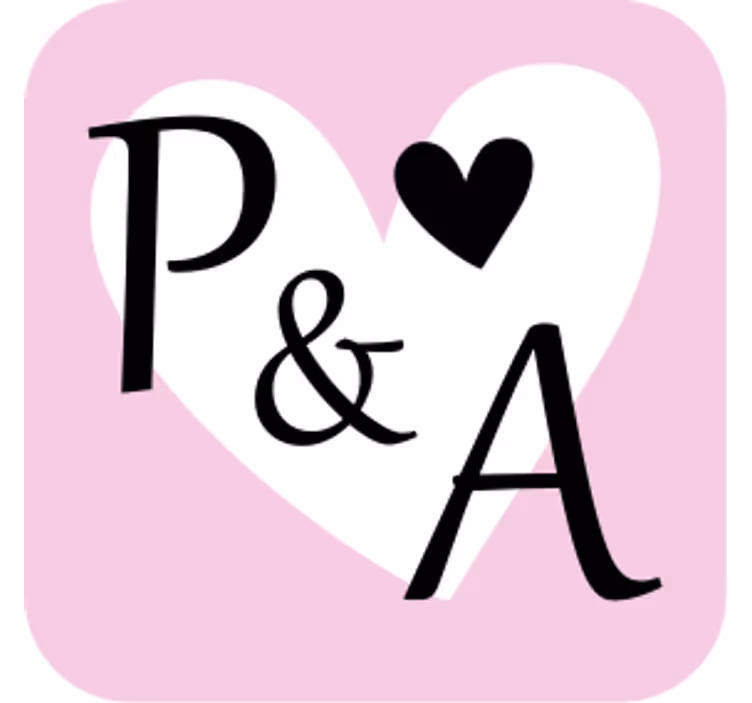 Wedding coaster with heart motif initials - TenStickers