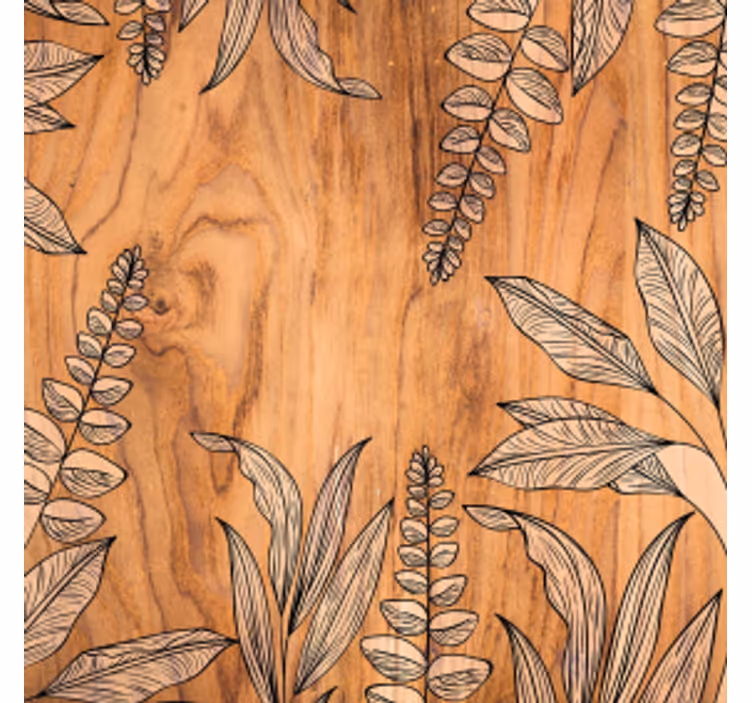 Texture coaster natural wood grain floral design - TenStickers