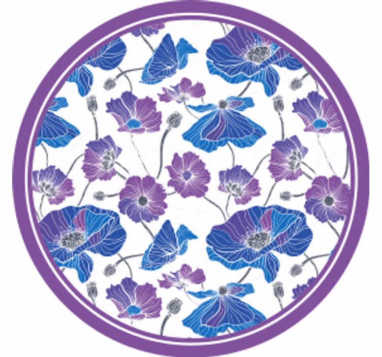 Modern coasters with floral design and purple accents - TenStickers