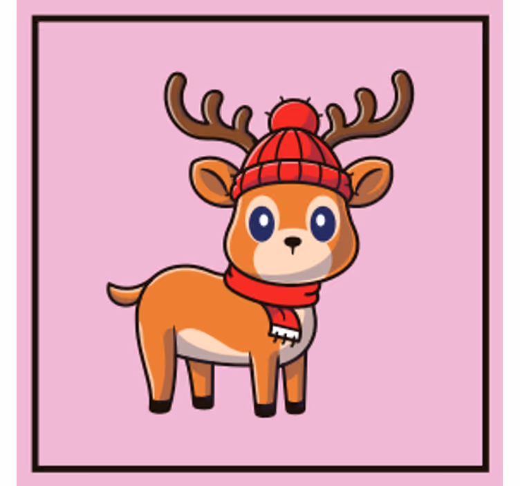 Halloween coasters cute reindeer with scarf - TenStickers