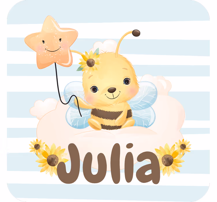 Customisable coasters cute bee with star - TenStickers