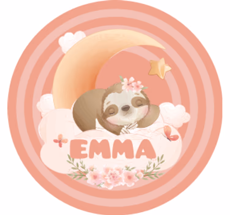 Customisable coasters sloth moon floral design - TenStickers