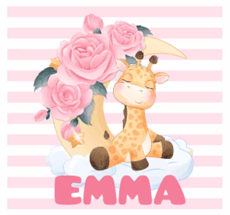 Customisable coasters giraffe with floral crescent - TenStickers