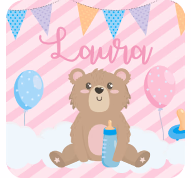 Customisable coasters cute bear with balloons - TenStickers
