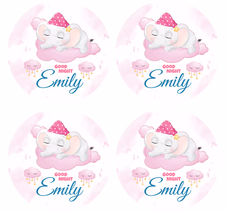 Customisable coasters sleepy elephant design - TenStickers