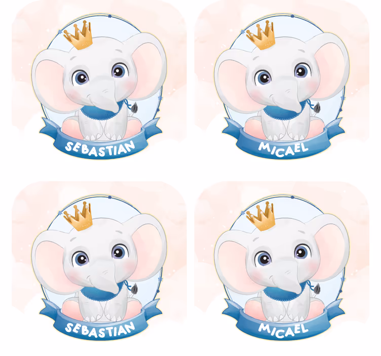 Customisable coasters elephant character portraits - TenStickers