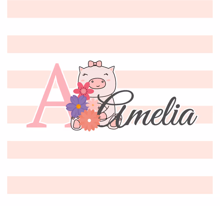 Customisable coasters playful piglet with flowers - TenStickers