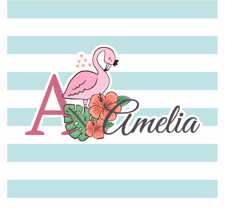 Customisable coasters personalized flamingo floral - TenStickers