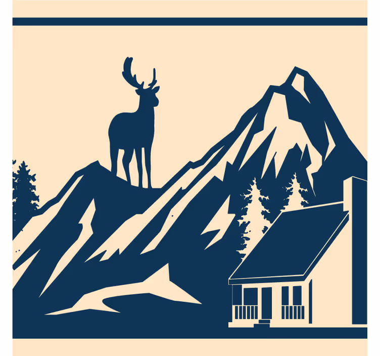 Vintage coasters mountain view with stag - TenStickers