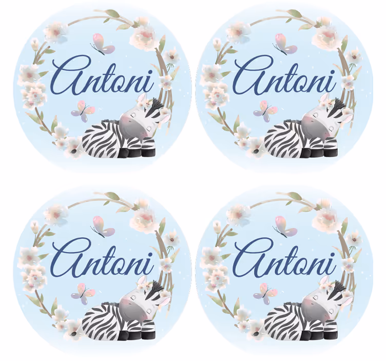 Customisable coasters personalized zebra art - TenStickers