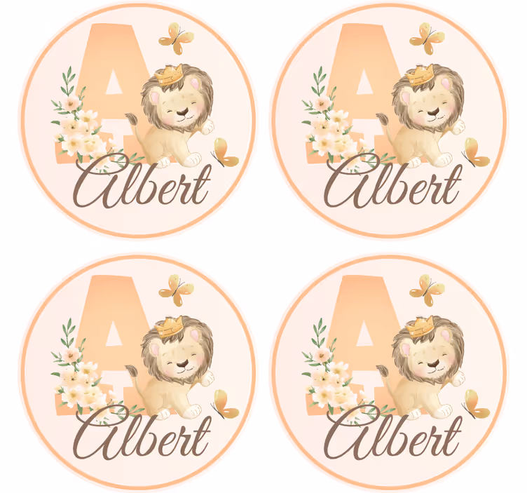 Customisable coasters whimsical lion design - TenStickers