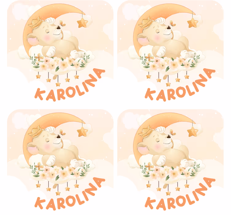 Customisable coasters sleeping bear with stars - TenStickers