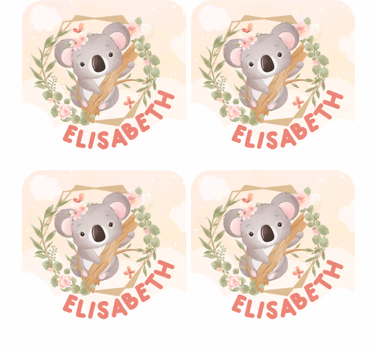 Customisable coasters cute koala with flowers - TenStickers