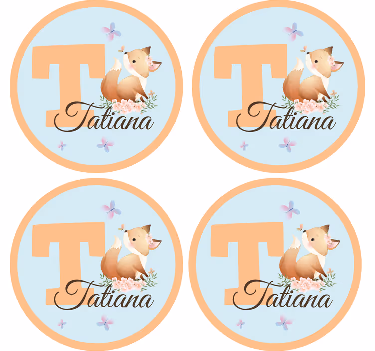 Customisable coasters whimsical fox design - TenStickers