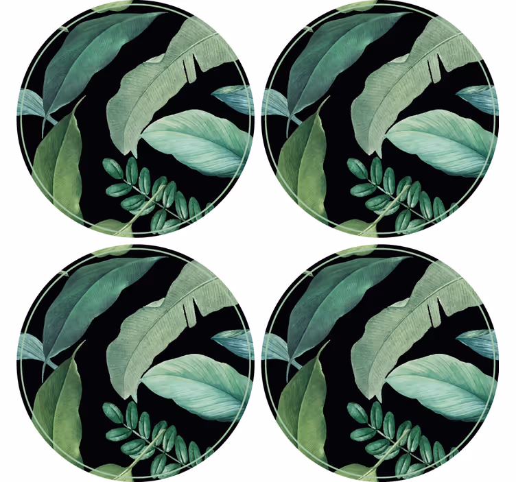 Texture coaster leafy green design - TenStickers