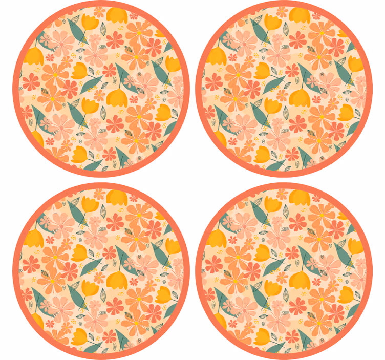 Texture coaster floral patterned round surface - TenStickers