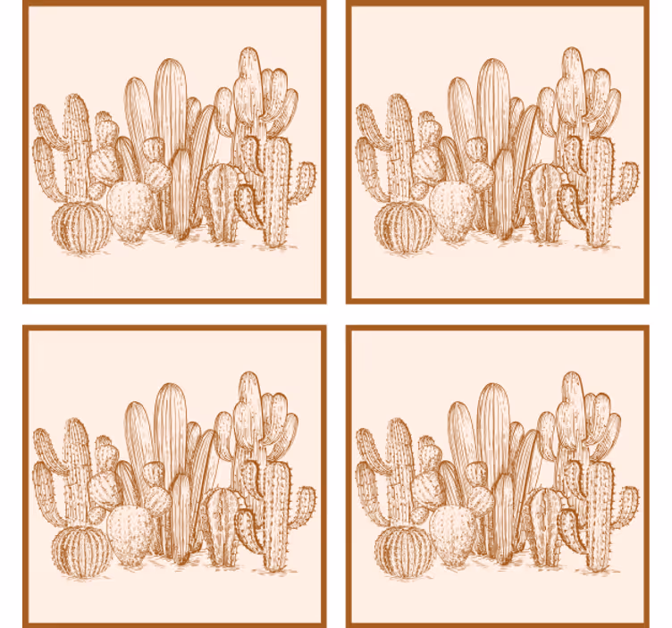 Texture coaster cactus variety illustration - TenStickers