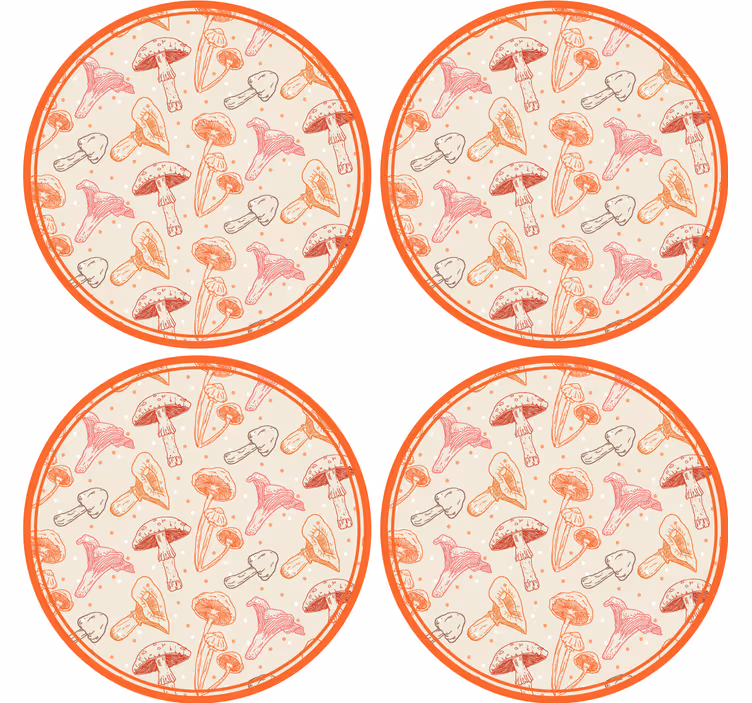 Geek coasters whimsical mushroom design - TenStickers