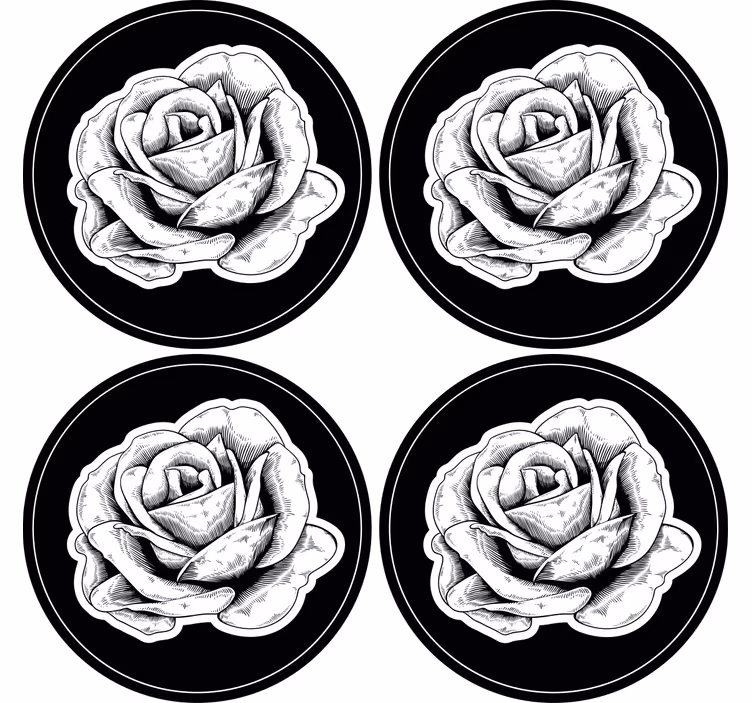 Texture coaster intricate black rose - TenStickers