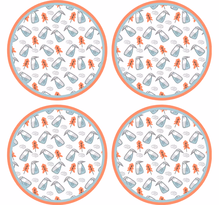 Geek coasters with whimsical leaf design - TenStickers