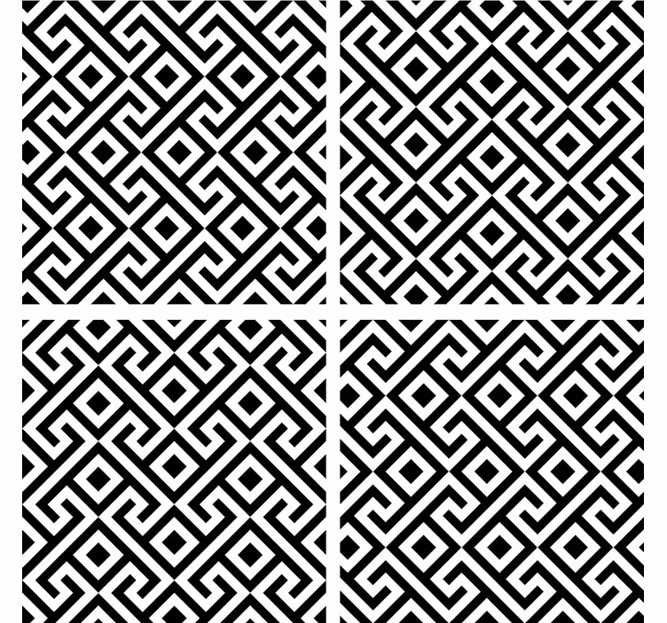 Texture coaster geometric black and white design - TenStickers