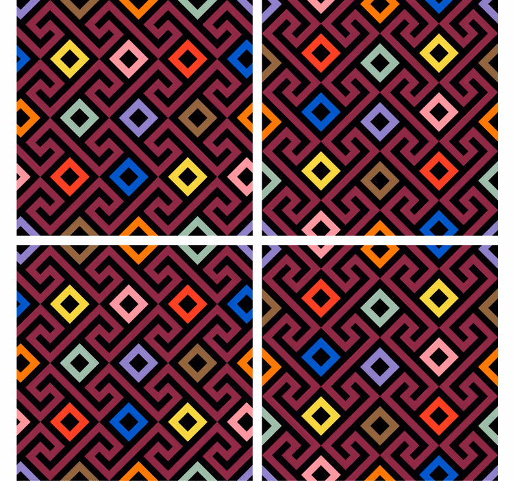 Texture coaster colorful geometric design - TenStickers