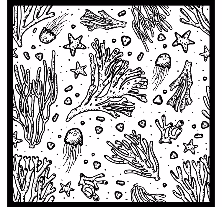 Underwater life elements texture coaster - TenStickers