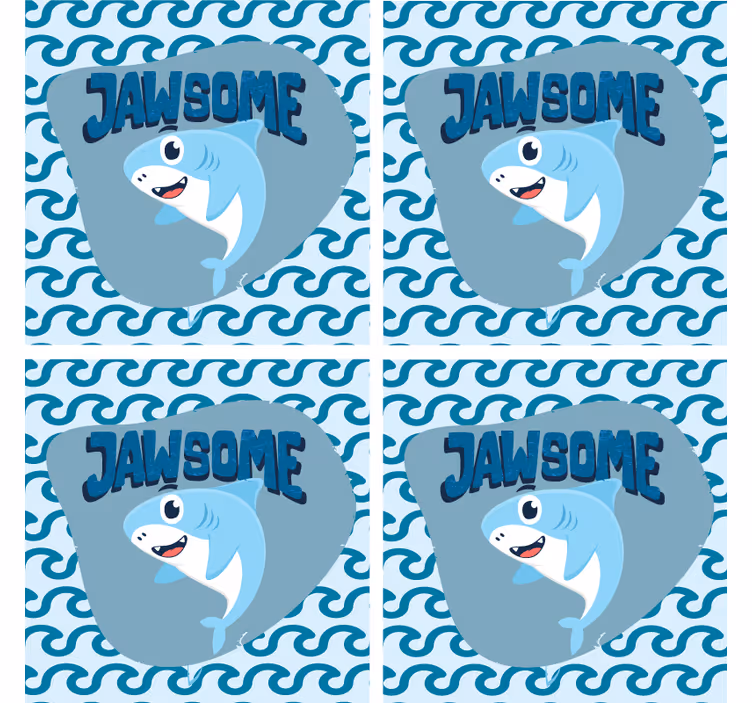 Geek coasters cartoon shark with waves - TenStickers