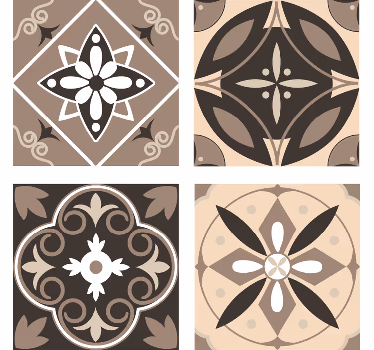 Texture coaster geometric floral pattern set - TenStickers