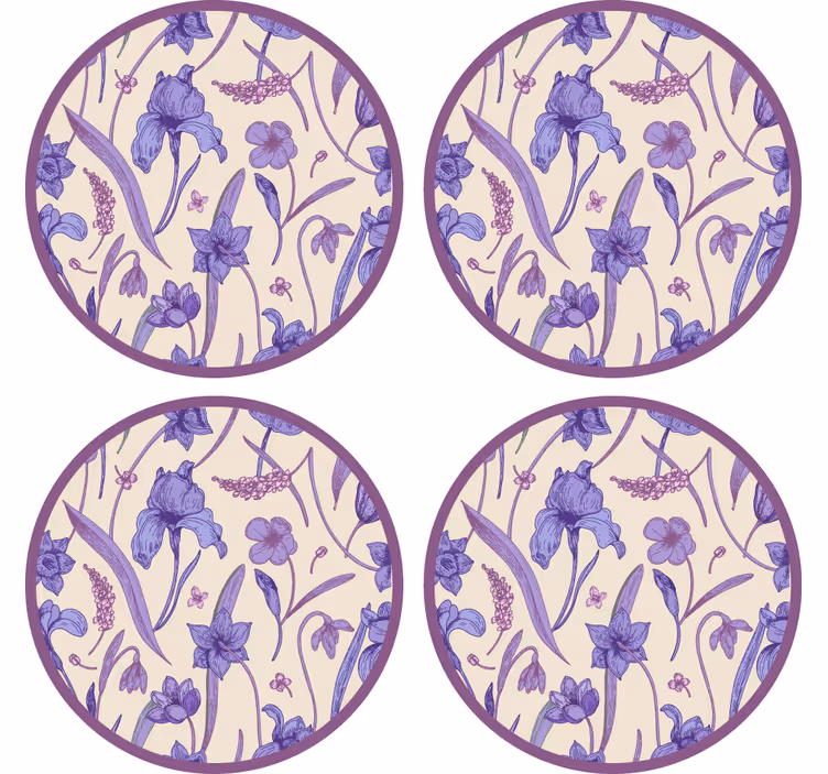 Texture coaster floral purple design - TenStickers