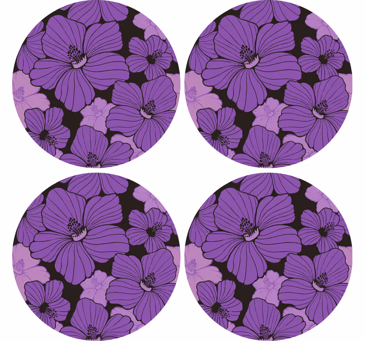 Texture coaster vibrant purple floral design - TenStickers
