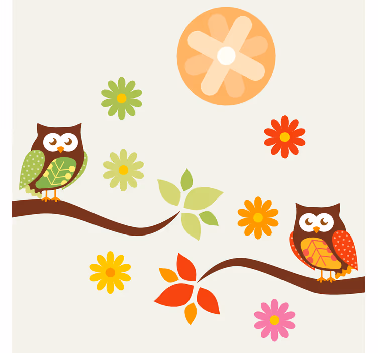 Geek coasters colorful owls and flowers - TenStickers