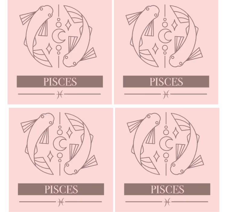 Customisable coasters pisces zodiac fish symbol - TenStickers