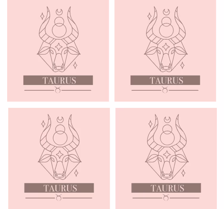 Customisable coasters taurus zodiac minimalist - TenStickers