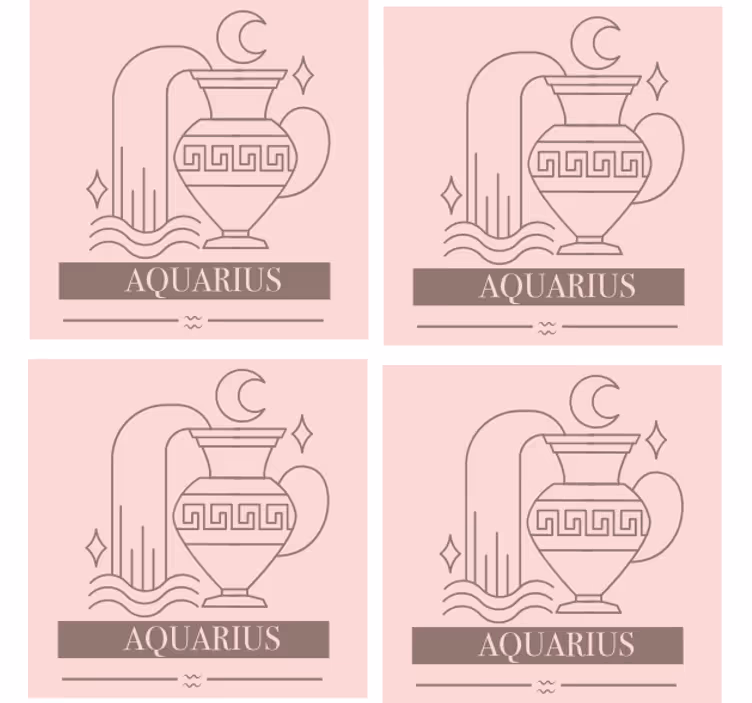 Text coasters aquarius zodiac symbol - TenStickers