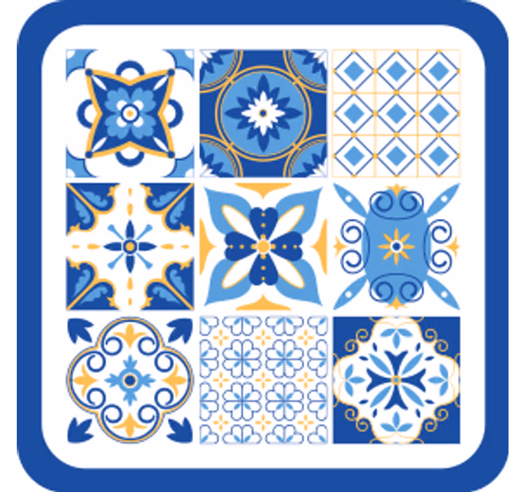 Texture coaster with geometric blue designs - TenStickers