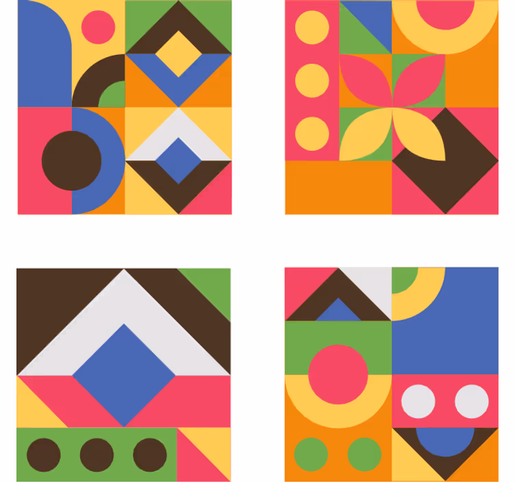 Texture coaster colorful geometric designs - TenStickers