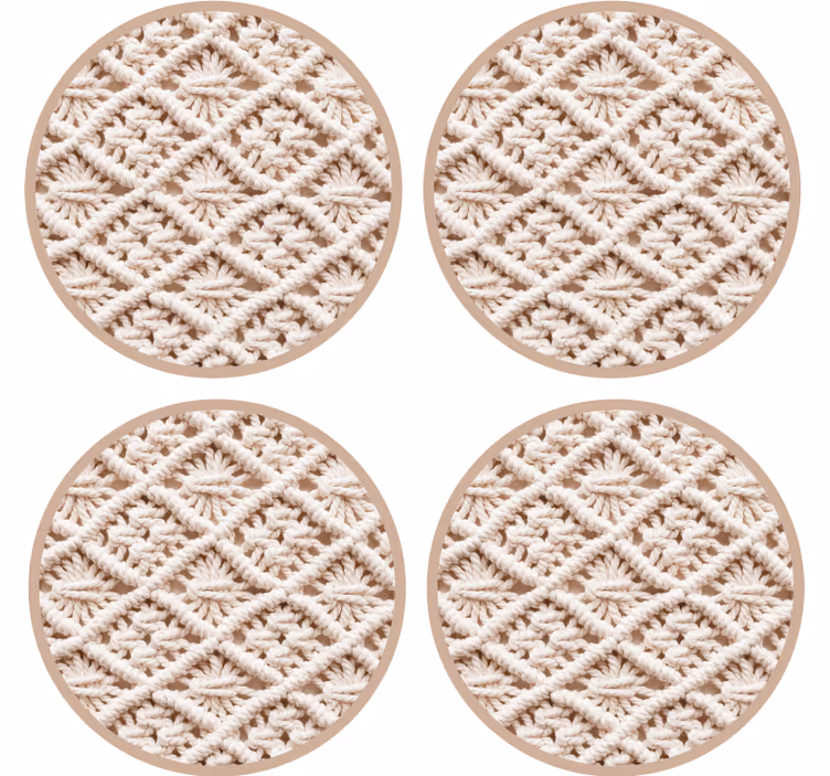 Texture coaster with detailed crochet design - TenStickers